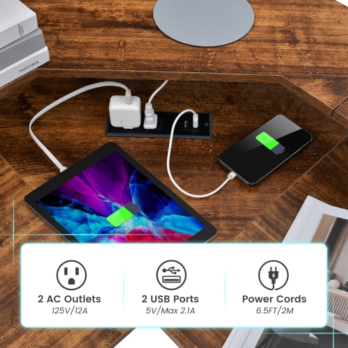 Costway L-shaped Computer Desk with Power Outlet 51" Corner Computer Workstation