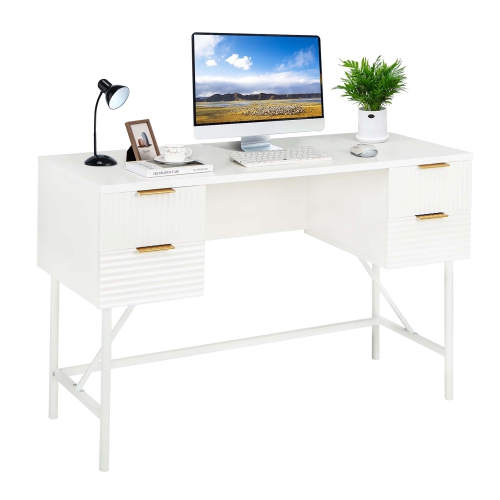 Costway 48" Computer Desk with 4 Drawers Storage Metal Frame Modern Study Writing Desk