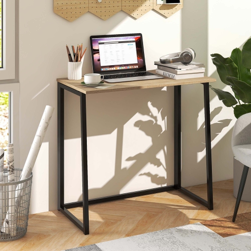 Costway Folding Computer Desk No Assembly Study Writing Table for Small Spaces