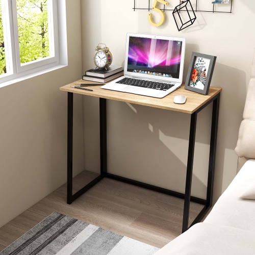 Costway Folding Computer Desk No Assembly Study Writing Table for Small Spaces