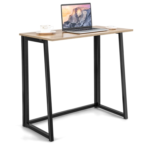 Costway Folding Computer Desk No Assembly Study Writing Table for Small Spaces