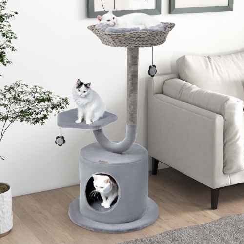 Costway 42" Cat Tree Tower 3-Layer Activity Center with Scratching Post Condo & 2 Perches