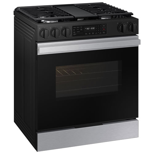Samsung BESPOKE 30" 6 Cu. Ft. Fan Convection 5-Burner Slide-In Gas Range - Matte Black Stainless Steel