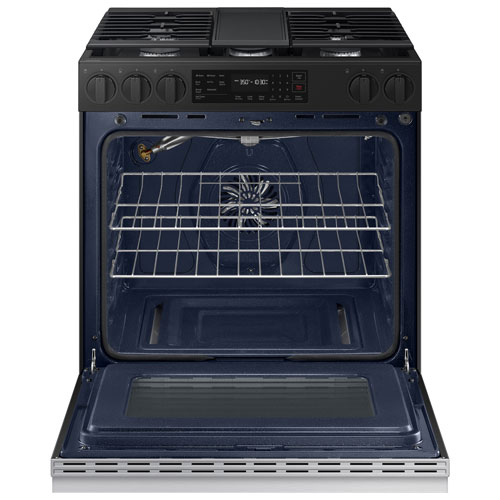 Samsung BESPOKE 30" 6 Cu. Ft. Fan Convection 5-Burner Slide-In Gas Range - Matte Black Stainless Steel