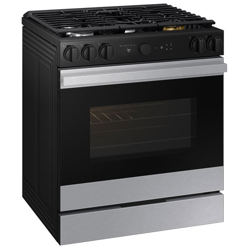 Cuisinière gaz encastrable 5 brûleurs convection véritable 6 pi³ 30 po BESPOKE de Samsung - Acier inoxydable