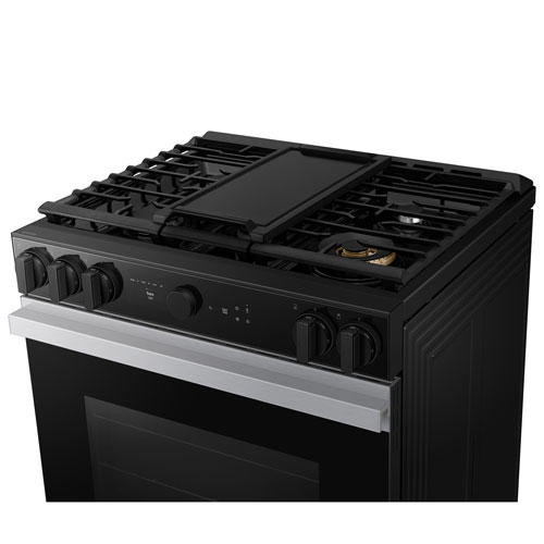 Cuisinière gaz encastrable 5 brûleurs convection véritable 6 pi³ 30 po BESPOKE de Samsung - Acier inoxydable