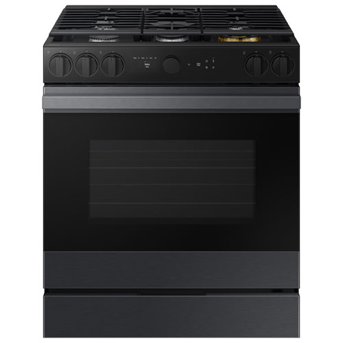 Cuisinière gaz encastrable 5 brûleurs convection véritable 6 pi³ 30 po BESPOKE de Samsung - Noir mat