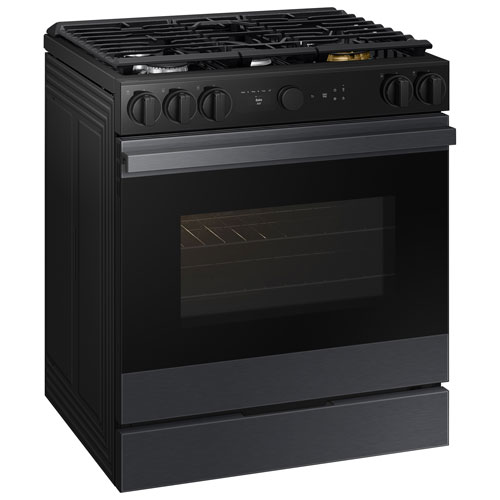 Cuisinière gaz encastrable 5 brûleurs convection véritable 6 pi³ 30 po BESPOKE de Samsung - Noir mat