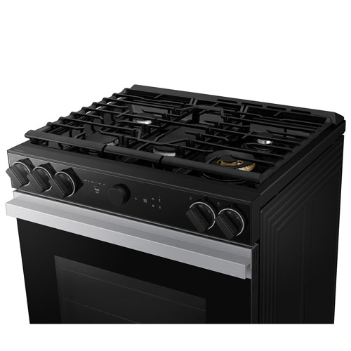 Cuisinière gaz encastrable 5 brûleurs convection véritable 6 pi³ 30 po BESPOKE de Samsung - Acier inoxydable