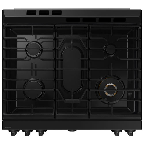 Cuisinière à gaz encastrable 5 brûleurs convection véritable 6 pi³ 30 po BESPOKE de Samsung - Verre blanc
