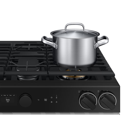 Cuisinière à gaz encastrable 5 brûleurs convection véritable 6 pi³ 30 po BESPOKE de Samsung - Verre blanc