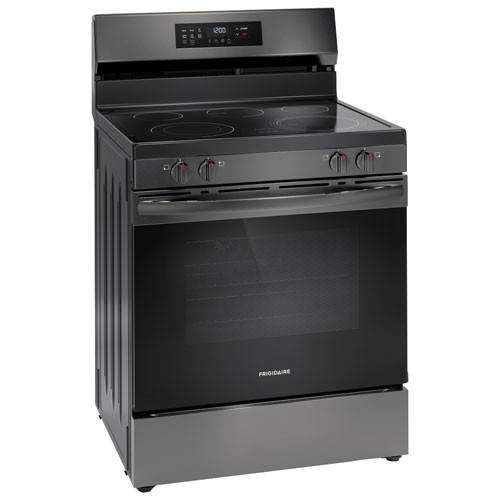 Frigidaire 30" 5.3 Cu. Ft. Fan Convection 5-Element Electric Air Fry Range (FCRE308CAD) - Black Stainless