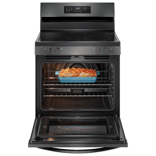 Frigidaire 30" 5.3 Cu. Ft. Fan Convection 5-Element Electric Air Fry Range (FCRE308CAD) - Black Stainless
