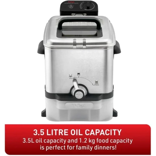 Ultimate EZ Clean Deep Fryer - 3.5L Stainless Steel Friteuse with Automatic Oil Filter Basket - Silver