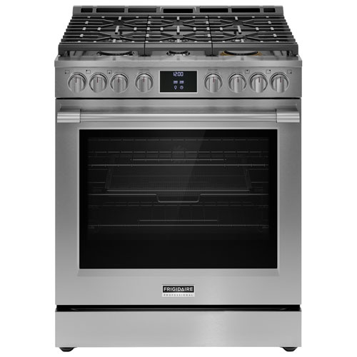 Frigidaire Pro 30" 6.0 Cu. Ft. True Convection 6-Burner Gas Air Fry Range - Stainless