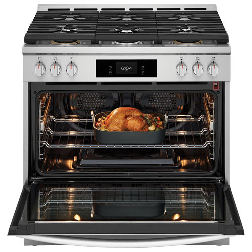 Frigidaire Gallery 36" 4.6 Cu. Ft. True Convection 6-Burner Gas Air Fry Range (GCFG3661AF) - Stainless
