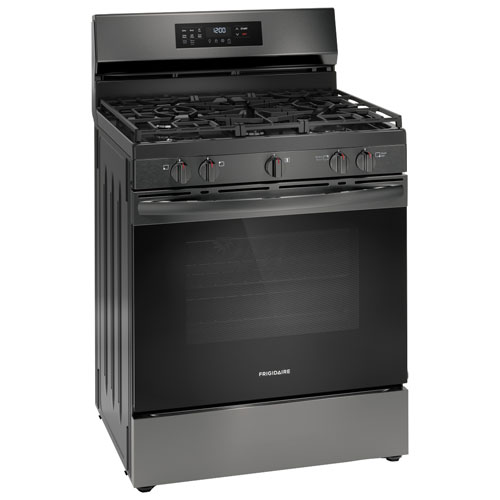 Frigidaire 30" 5.1 Cu. Ft. Fan Convection 5-Burner Gas Air Fry Range (FCRG3083AD) - Black Stainless