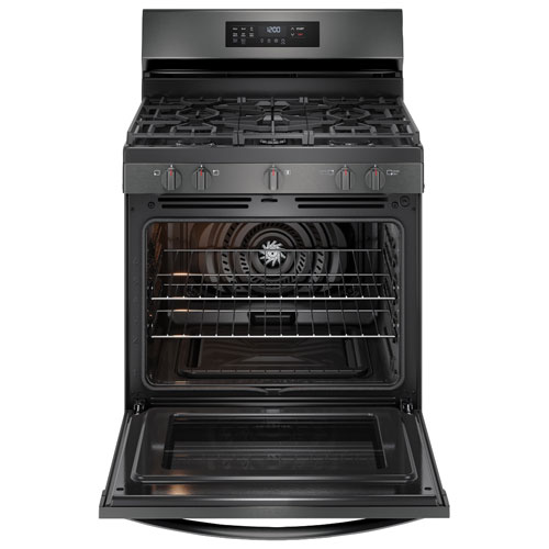 Frigidaire 30" 5.1 Cu. Ft. Fan Convection 5-Burner Gas Air Fry Range (FCRG3083AD) - Black Stainless