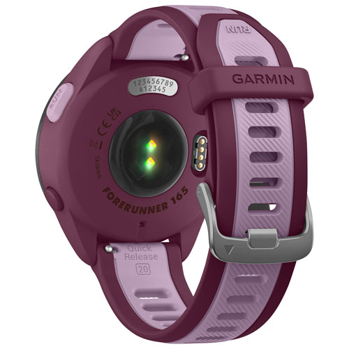 Montre intelligente Bluetooth de 45 mm Forerunner 165 Music de Garmin pour la course - Moyen/Grand - Baie/Lilas