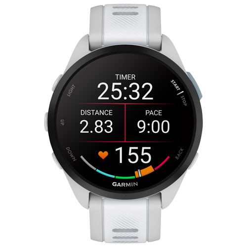 Montre intelligente Bluetooth de 45 mm Forerunner 165 Music de Garmin pour la course - Moyen/Grand - Gris brume/Blanc