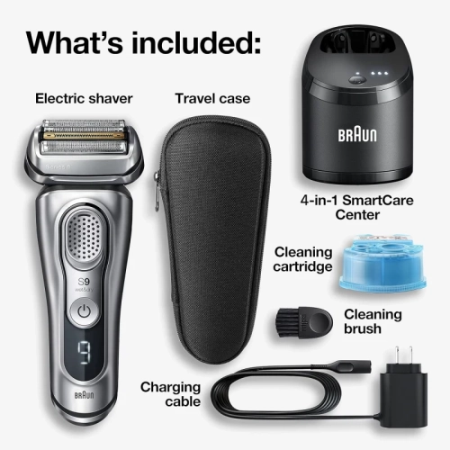 Braun Series 9 9376cc Latest Generation Electric Shaver - Rechargeable & Cordless Razor for Men with Clean&Charge Station and Fabric Travel Case