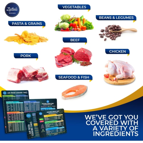 Air Fryer & Pressure Cooker Magnetic Cheat Sheet Set, Air Fryer Accessories Cook Times, Instapot Accessory Magnet Sheet Quick Reference Guide for