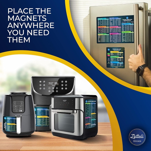 Air Fryer & Pressure Cooker Magnetic Cheat Sheet Set, Air Fryer Accessories Cook Times, Instapot Accessory Magnet Sheet Quick Reference Guide for