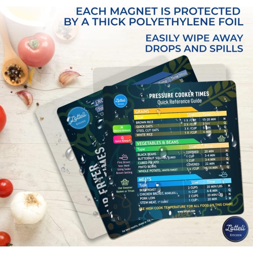Air Fryer & Pressure Cooker Magnetic Cheat Sheet Set, Air Fryer Accessories Cook Times, Instapot Accessory Magnet Sheet Quick Reference Guide for