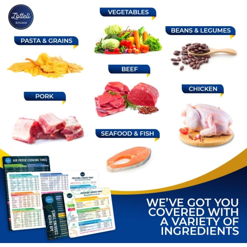 Air Fryer & Pressure Cooker Magnetic Cheat Sheet Set, Air Fryer Accessories Cook Times, Instapot Accessory Magnet Sheet Quick Reference Guide for