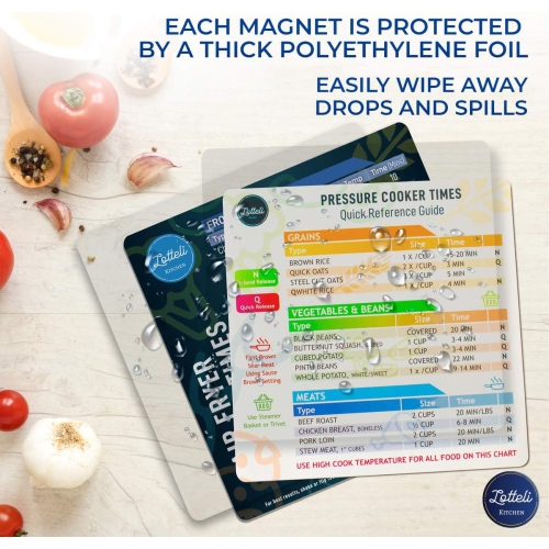 Air Fryer & Pressure Cooker Magnetic Cheat Sheet Set, Air Fryer Accessories Cook Times, Instapot Accessory Magnet Sheet Quick Reference Guide for