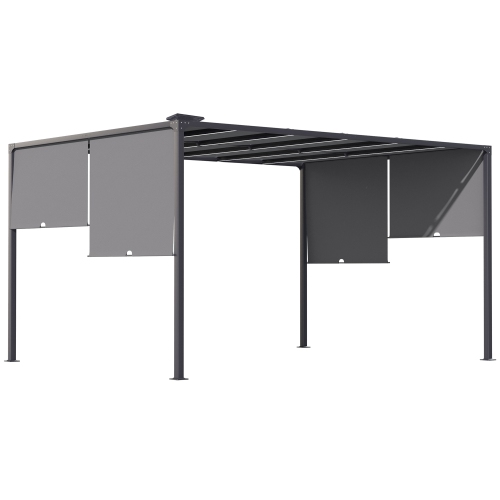Pergola de jardin Outsunny de 10 x 13 pi avec lampes à DEL à énergie solaire, pergola en métal pour l'extérieur avec auvent à soleil pour