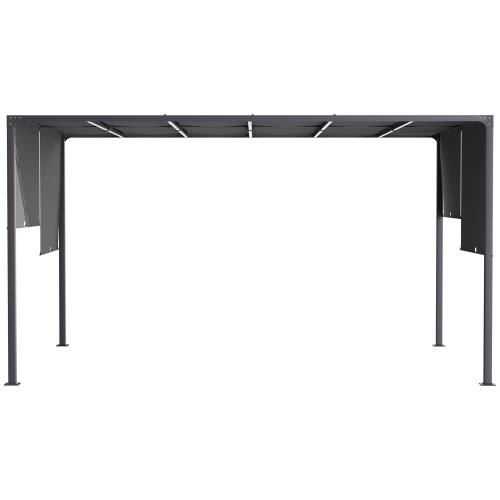 Pergola de jardin Outsunny de 10 x 13 pi avec lampes à DEL à énergie solaire, pergola en métal pour l'extérieur avec auvent à soleil pour