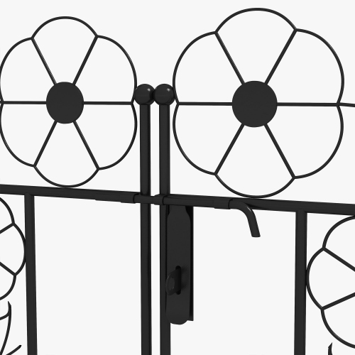 Outsunny 7.5FT Metal Garden Arch with Gate, Garden Arbour Trellis for Climbing Plants, Outdoor Wedding, Decoration, Bridal Party, Black