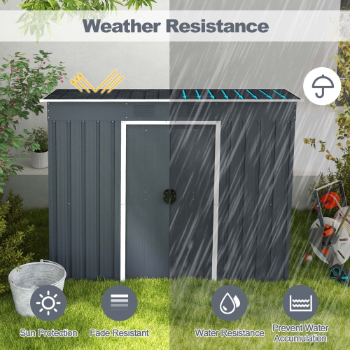 Costway 3.6' x 7.1' Outside Garden Storage Shed Tool House with Ground Foundation Frame