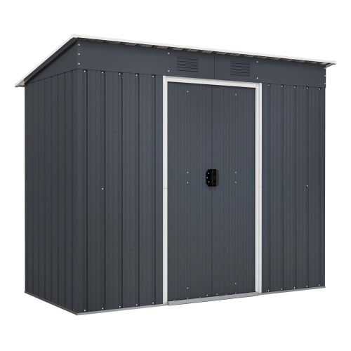 Costway 3.6' x 7.1' Outside Garden Storage Shed Tool House with Ground Foundation Frame