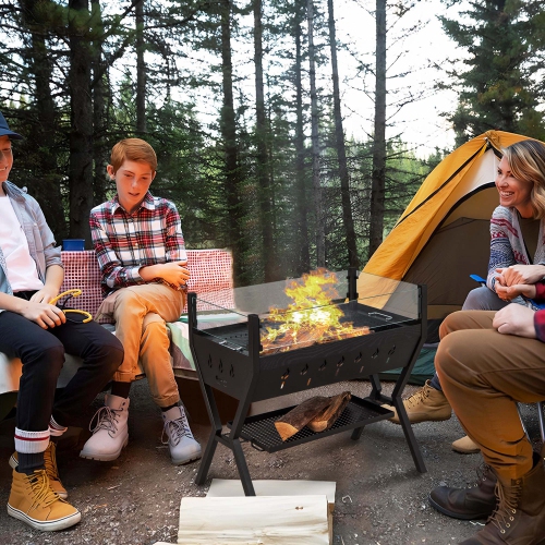 Costway Stainless Steel Barbecue Charcoal Grills with Seasoning Racks & Storage Shelf