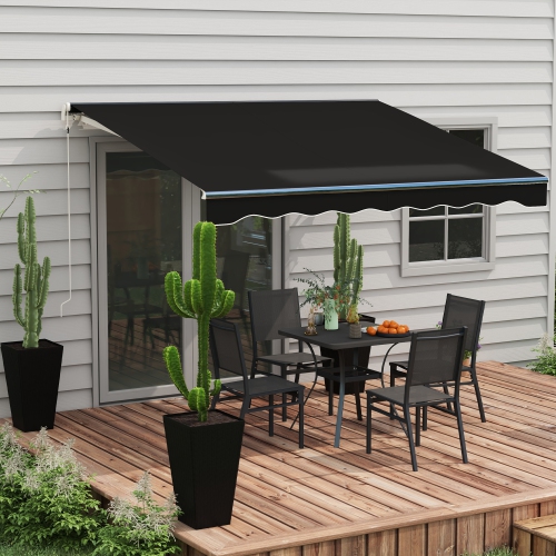 Outsunny 10' x 8' Electric Awning, Retractable Awning Sun Shade Shelter with Remote Controller, Manual Crank Handle and Aluminum Frame, for Deck,