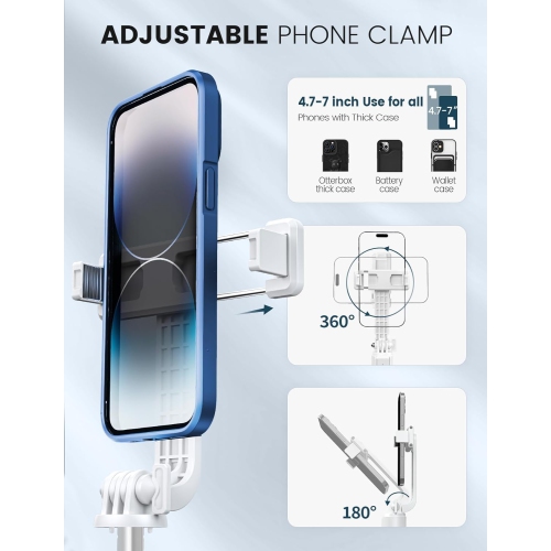 60" Phone Tripod Selfie Stick with Remote,Portable Selfie Stick Tripod for Cell Phone,Tripod Stand Compatible with 4''-7'' iPhone 15/14/13 Pro Max