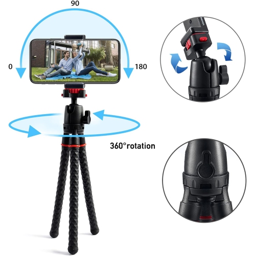 Flexible Phone Tripod Stand Portable Travel Tripod Remote Control Octopus Tripod for iPhone & Camera Live Streaming Video