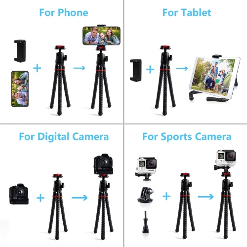 Flexible Phone Tripod Stand Portable Travel Tripod Remote Control Octopus Tripod for iPhone & Camera Live Streaming Video