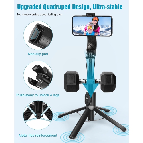 Trépied pour perche à égoportrait, trépied pour téléphone et trépied pour perche à égoportrait avec télécommande rechargeable, trépied extensible