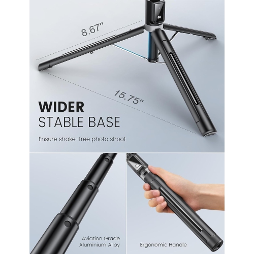 60" Phone Tripod Selfie Stick with Remote and 2 Light,Travel Selfie Stick Tripod for Cell Phone Compatible with 4''-7'' iPhone Android Samsung(Black)