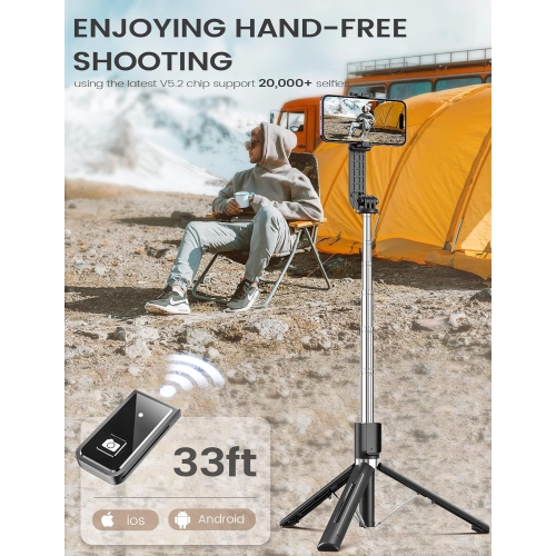 50" Selfie Stick Tripod with Remote, Portable Travel Selfie Stick Tripod, Wireless Selfie Stick Phone Tripod Stand for iPhone Samsung Android