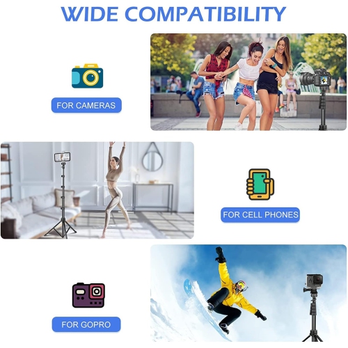 62" Phone Tripod & Selfie Stick,Extendable Cell Phone Tripod Stand with Wireless Remote and Phone Holder, Compatible with iPhone Android Phone, Camera