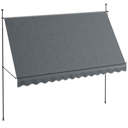 Outsunny 11.5' x 4' Manual Retractable Awning, Non-Screw Freestanding Patio Sun Shade Shelter with Support Stand and UV-resistant fabric for Window,