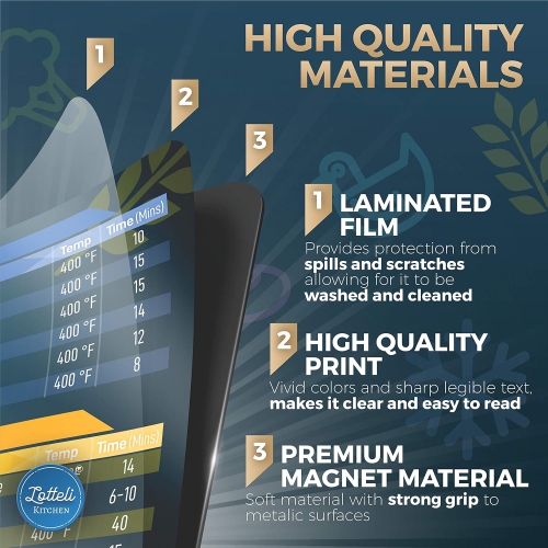 Air Fryer Magnetic Cheat Sheet Set, Air Fryer Accessories Cook Times, Airfryer Accessory Magnet Sheet Quick Reference Guide for Cooking and Frying