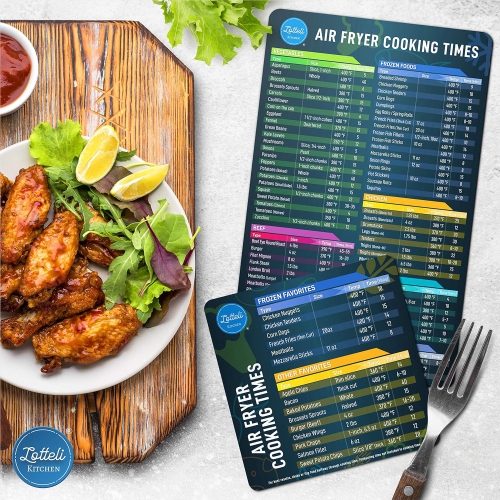 Air Fryer Magnetic Cheat Sheet Set, Air Fryer Accessories Cook Times, Airfryer Accessory Magnet Sheet Quick Reference Guide for Cooking and Frying