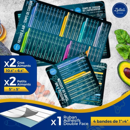 Air Fryer & Pressure Cooker Magnetic Cheat Sheet Set, Friteuse À Air ET L'Autocuiseur Aide-Mémoire, Friteuse À Air Accessoires Magnet Sheet Quick