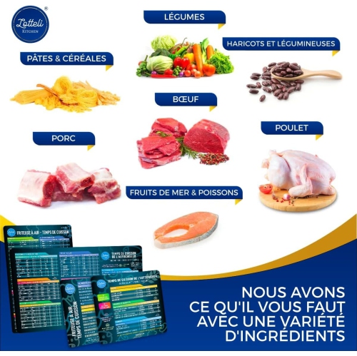 Air Fryer & Pressure Cooker Magnetic Cheat Sheet Set, Friteuse À Air ET L'Autocuiseur Aide-Mémoire, Friteuse À Air Accessoires Magnet Sheet Quick