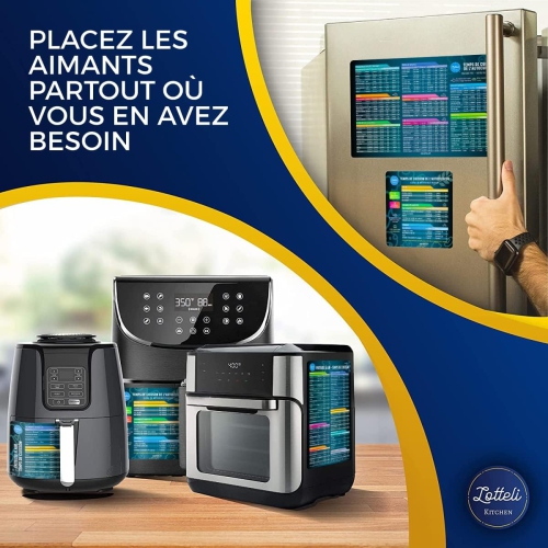 Air Fryer & Pressure Cooker Magnetic Cheat Sheet Set, Friteuse À Air ET L'Autocuiseur Aide-Mémoire, Friteuse À Air Accessoires Magnet Sheet Quick